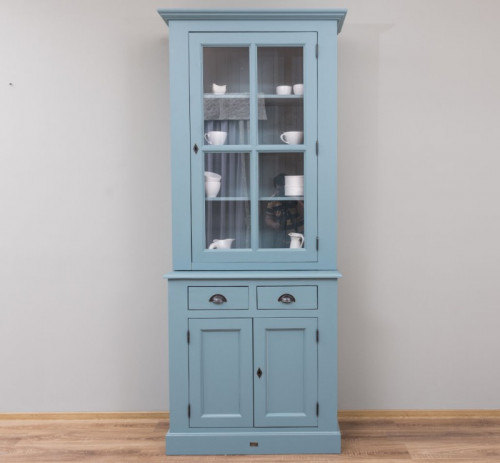 Buffet vaisselier en bois massif ROMANE - 95x47x225 cm