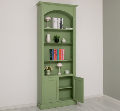 Bibliothèque 2 portes avec Arcade en pin massif et MDF - 102x250x30 cm