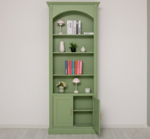 Bibliothèque 2 portes avec Arcade en pin massif et MDF - 102x250x30 cm