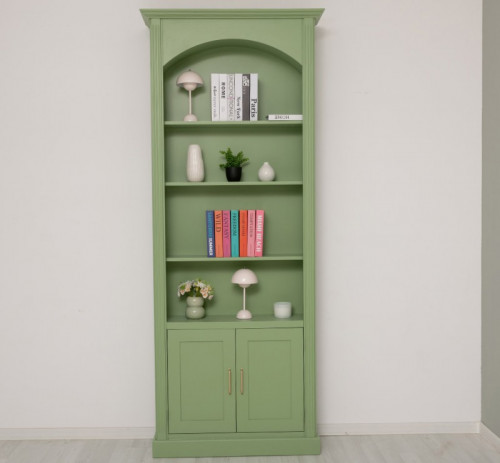 Bibliothèque 2 portes avec Arcade en pin massif et MDF - 102x250x30 cm