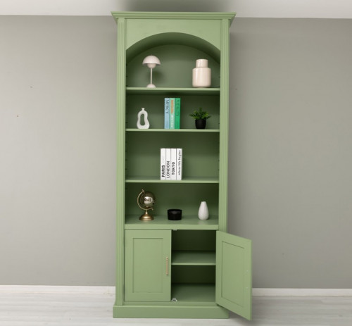 Bibliothèque 2 portes avec Arcade en pin massif et MDF - 102x250x50 cm