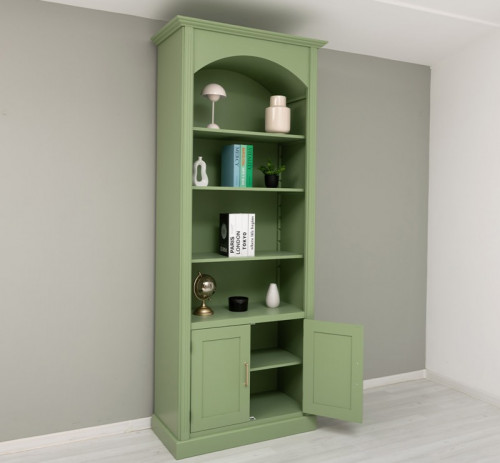 Bibliothèque 2 portes avec Arcade en pin massif et MDF - 102x250x50 cm
