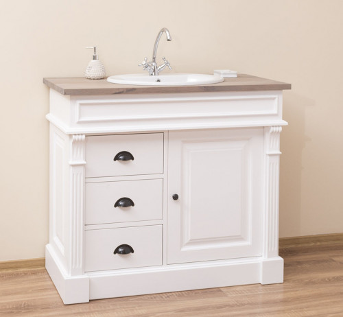 Meuble de salle de bain avec 1 vasque ROMANE en pin massif - 103x51x91