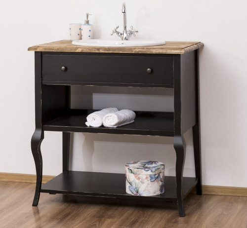 Meuble de salle de bain avec 1 vasque ROMANE en pin massif - 90x54x90