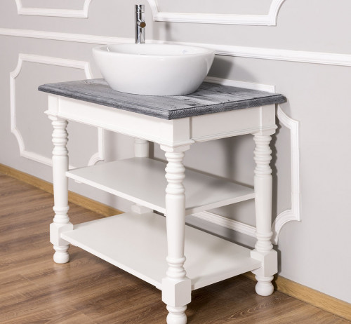 Meuble de salle de bain avec vasque bol ROMANE en pin massif - 90x54x74