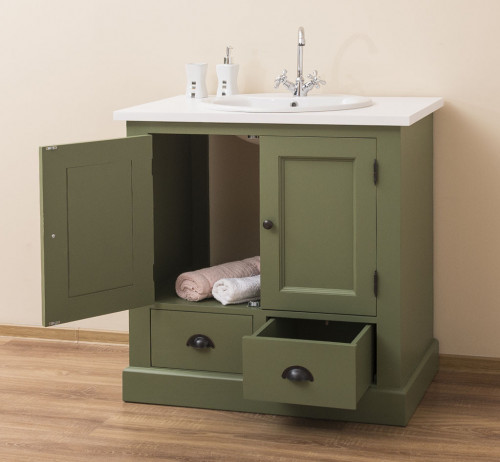 Meuble de salle de bain avec 1 vasque ROMANE en pin massif - 90x51x90