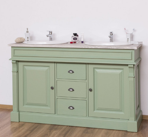 Meuble Double vasques ROMANE en pin massif - 150x51x91