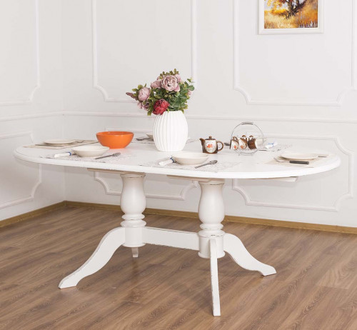 Table ovale extensible en bois massif ROMANE - 160/230x120x78 cm