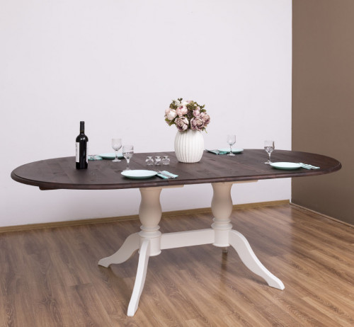 Table ovale extensible en bois massif ROMANE - 160/230x120x78 cm