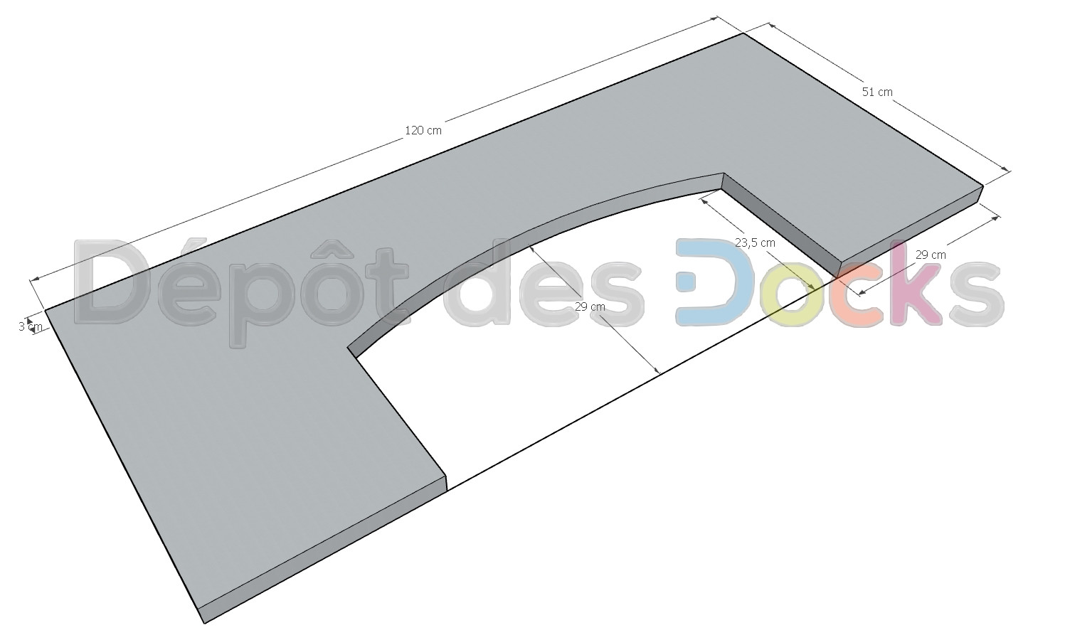 Meuble Comptoir Bar en pin massif  180x65x107 cm - Dépôt des Docks