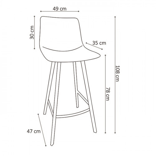 Tabouret de bar avec dossier style industriel assise simili cuir brun pieds métal noir - H108 cm