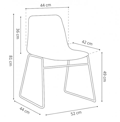 Chaise de style industriel assise coque plastique noir pied luge en métal noir - 52x44x81 cm