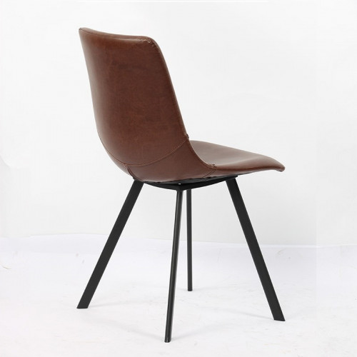 Chaise de style industriel assise simili cuir brun pieds métal noir - 44x57x84 cm