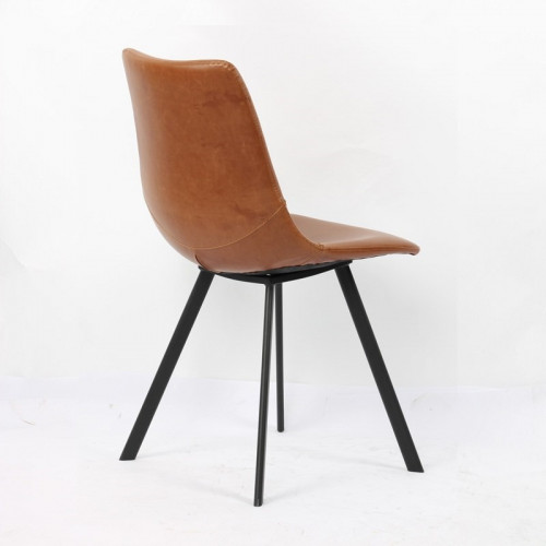 Chaise de style industriel couleur Cognac pieds métal noir - 44x57x84 cm