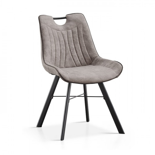 Chaise style industriel avec passe-main assise gris clair Pieds metal noir - 54x63x87 cm