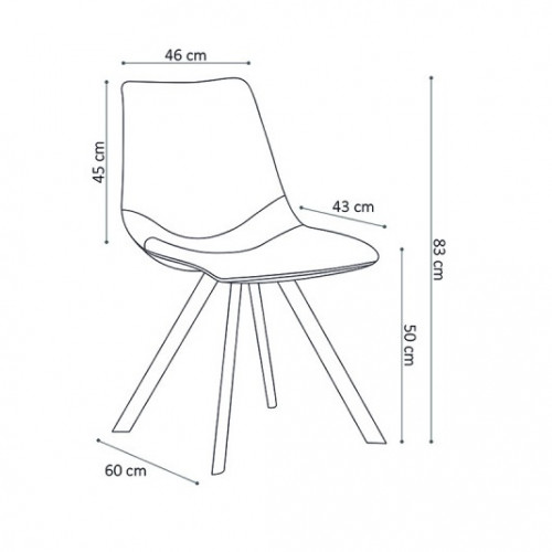 Chaise de style industriel couleur Cognac pieds métal noir - 46x60x83 cm