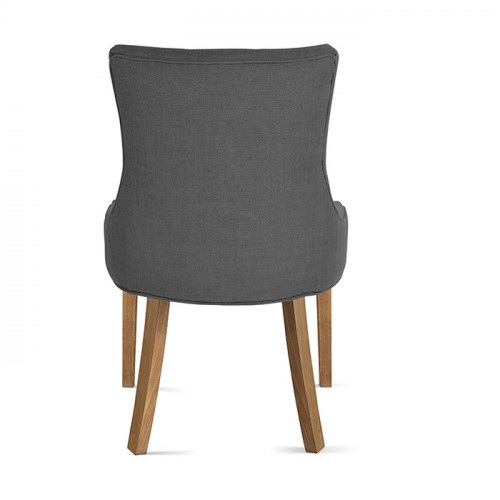 chaise de style chesterfield tissu gris anthracite pieds en bois exotique naturel brossé - 57x60x93 cm