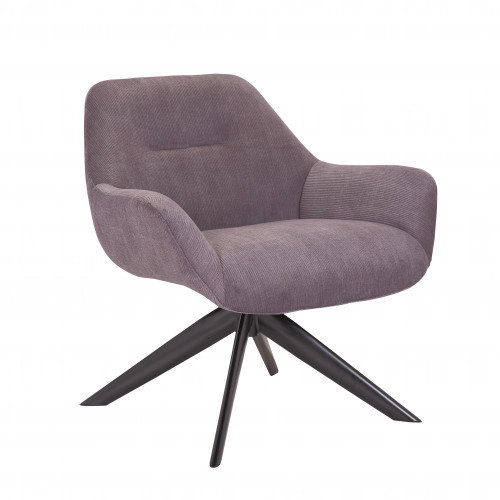 Fauteuil Pivotant 360° en velours côtelé Gris - 78x75x78 cm