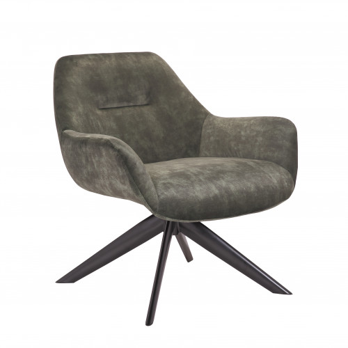 Fauteuil Pivotant 360° en velours vert - 78x75x78 cm