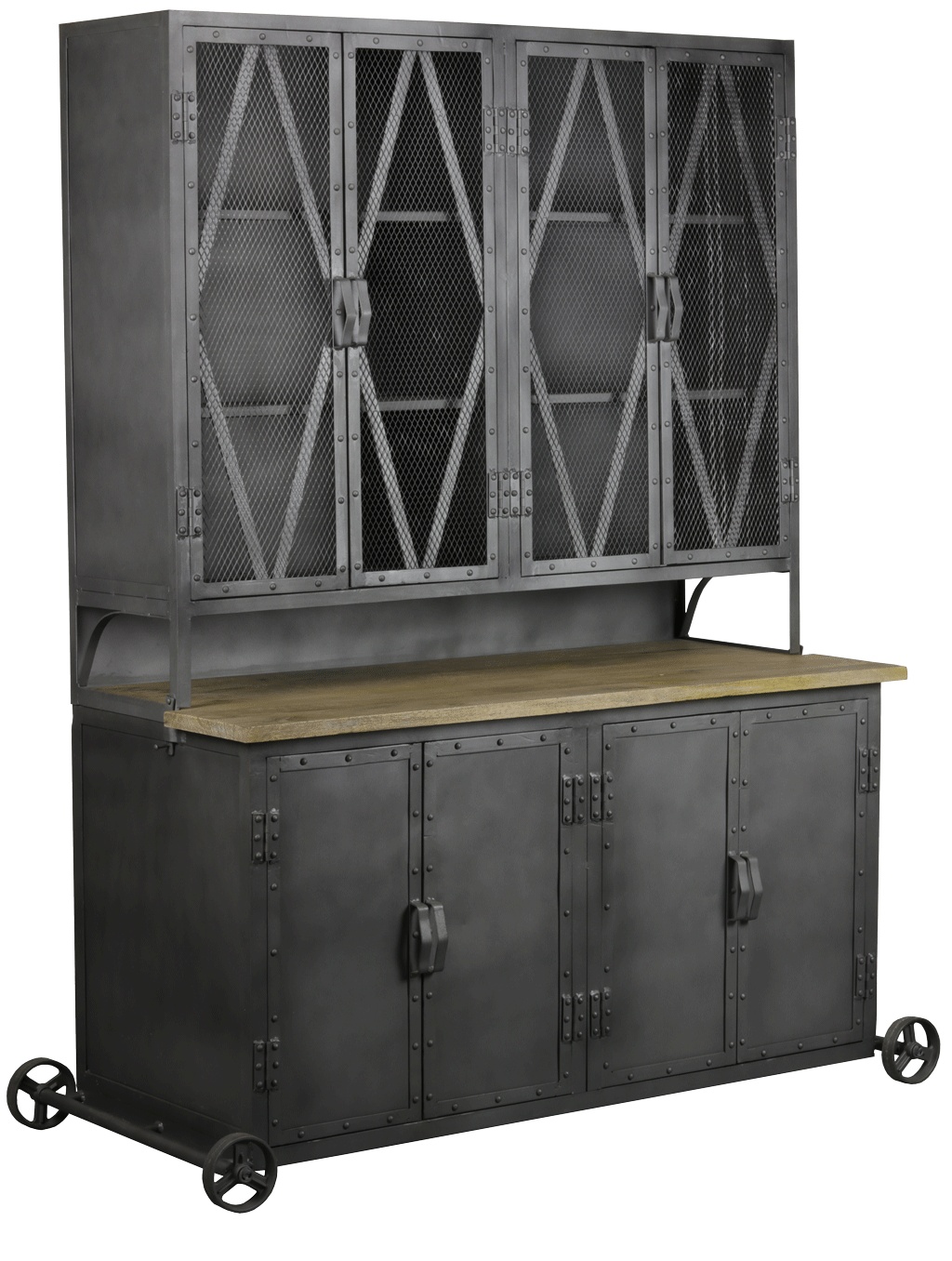 Buffet Atelier Vintage Industriel En Metal Manguier Massif