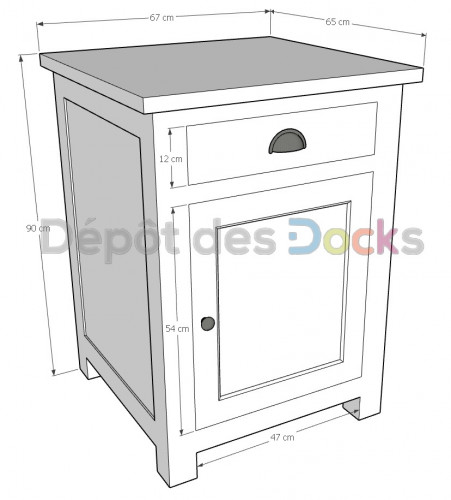 Meuble bas de cuisine ROMANE - 67x65x90 cm