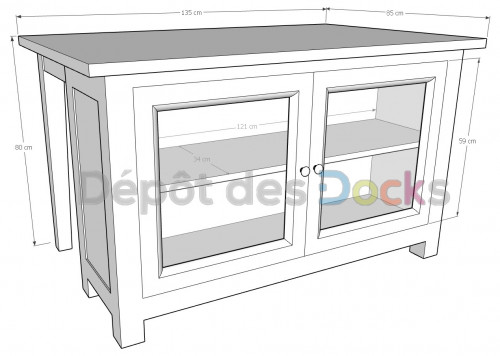 Ilot central de cuisine ROMANE avec coin repas - 135x85x80 cm