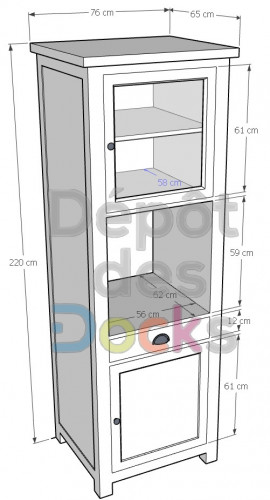 Colonne de cuisine ROMANE avec emplacement pour un four encastrable - 76x65x220 cm