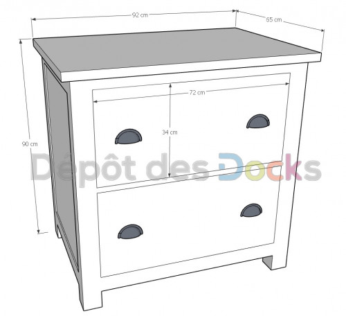 Meuble bas de cuisine casserolier ROMANE - 92x65x90 cm