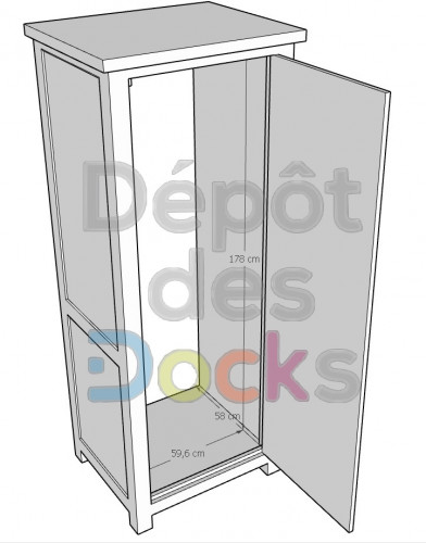 Colonne de cuisine pour Réfrigérateur intégré en bois Massif ROMANE - 80x65x200cm