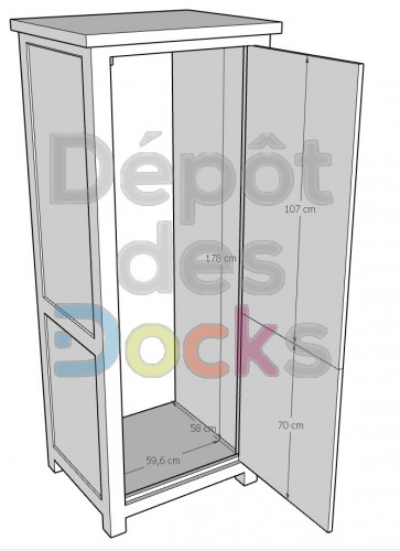 Colonne de cuisine pour Réfrigérateur intégré en bois Massif ROMANE - 80x65x200cm