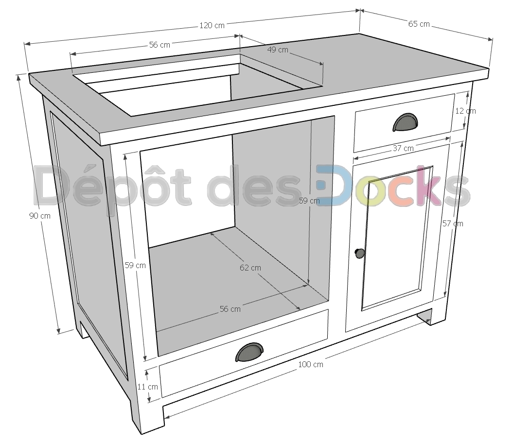 Meuble cuisine pour four encastrable et plaques de cuissons